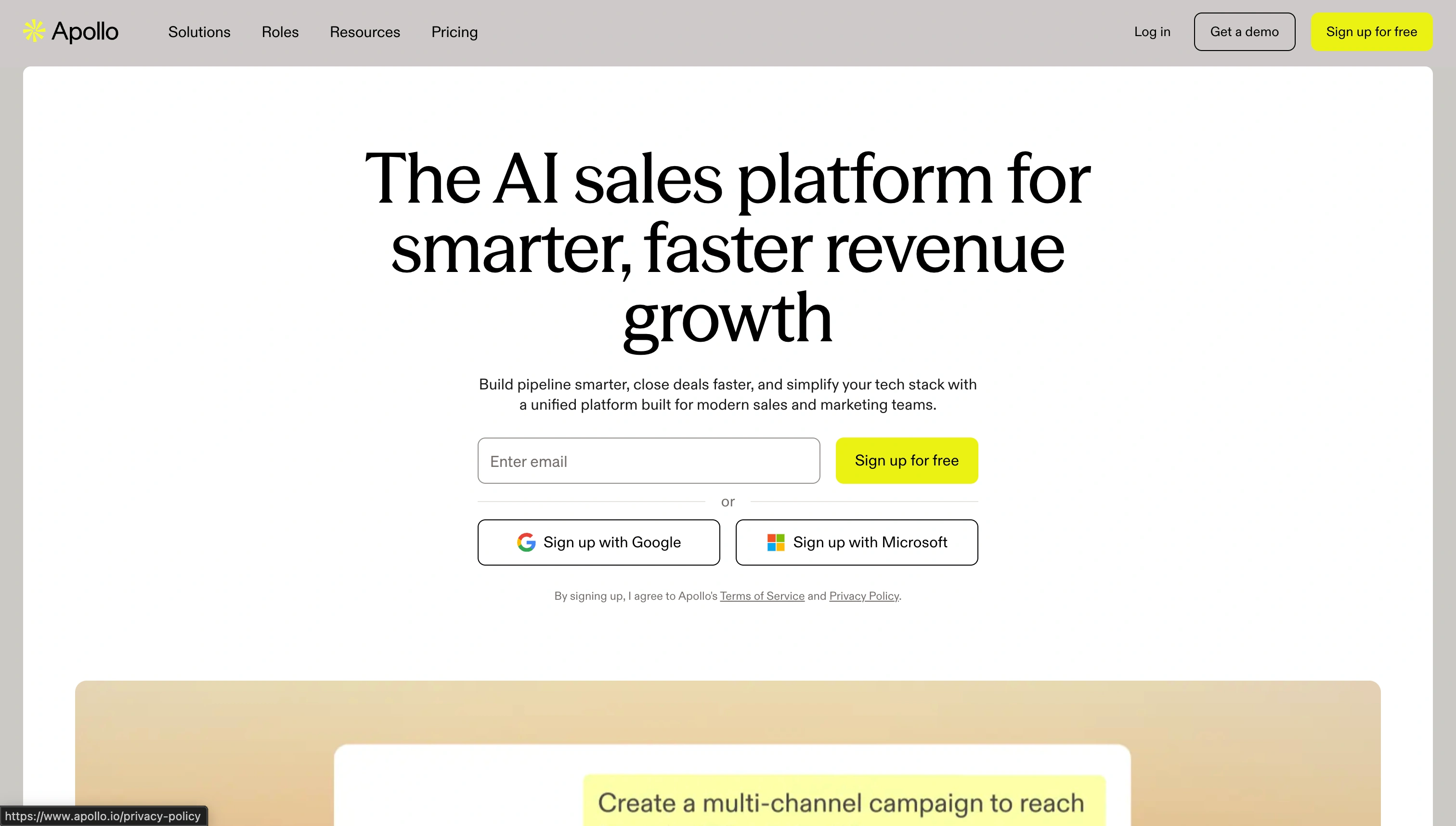 Apollo.io landing page
