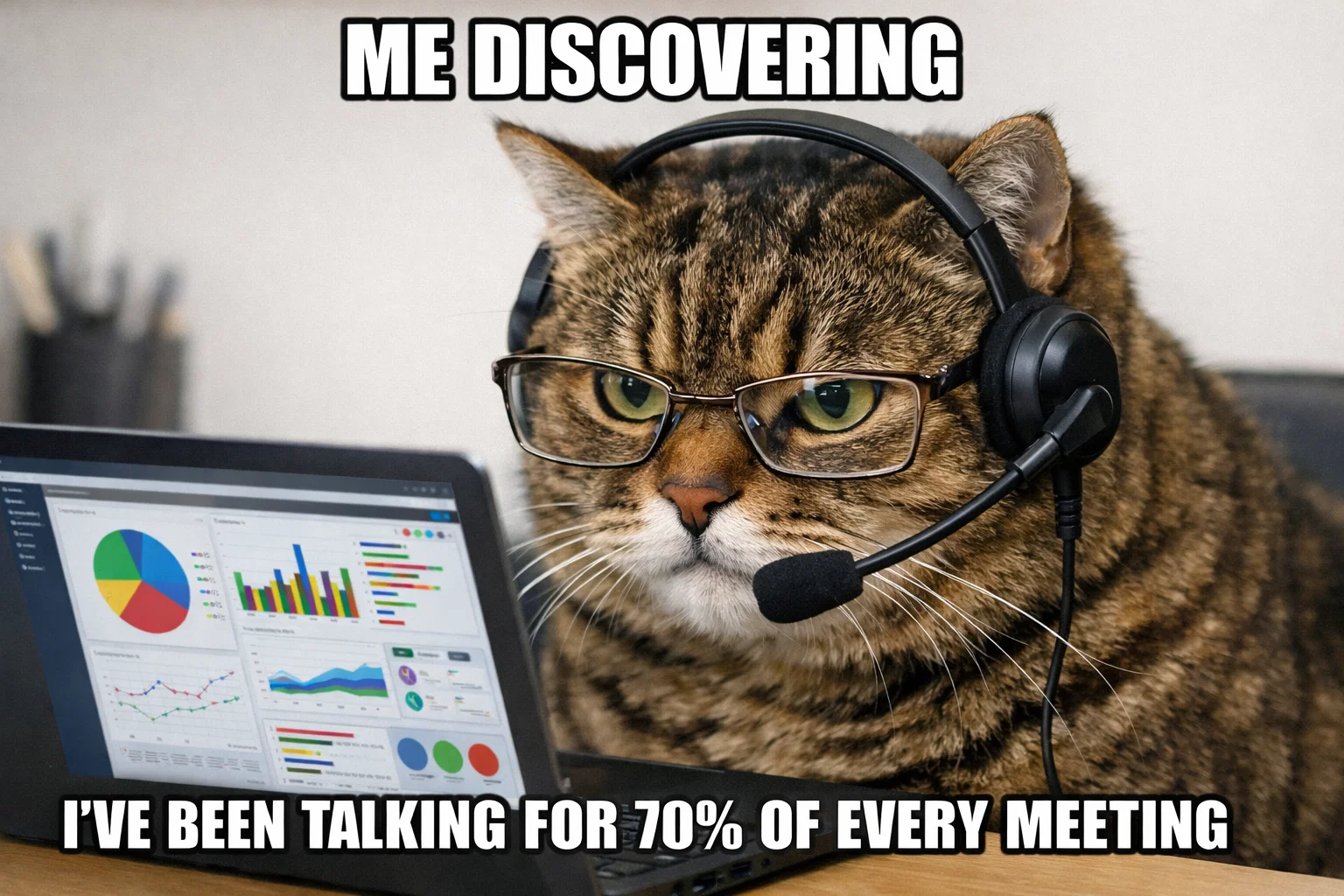 Dashboard showing conversation analytics metrics - talk time, questions asked, engagement patterns